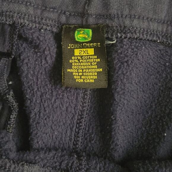 John Deere Sweat Pants Men's Sz 2XL Navy Elastic Waist Fleece Loungewear Joggers - Picture 4 of 5